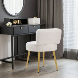 Fleece Vanity Stool Dressing Table Chair Bedroom Makeup Chair Backrest - thumbnail 3