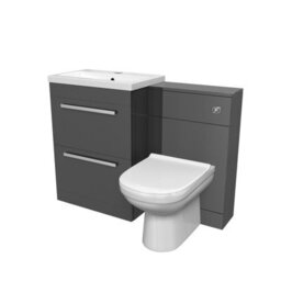 Nes Home 1100mm Dark Grey 2 Drawer Vanity Basin Unit, Wc & Curved Btw Toilet - thumbnail 6