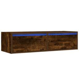 Berkfield Tv Cabinet With Led Lights Smoked Oak 100X35.5X25 Cm - thumbnail 3