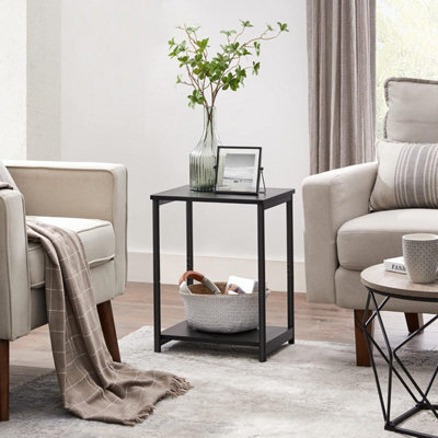 Songmics Steel Frame End Table With Storage, Industrial Side Table, Bedroom Living Room Furniture, Classic Black - image 1