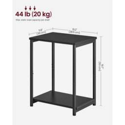 Songmics Steel Frame End Table With Storage, Industrial Side Table, Bedroom Living Room Furniture, Classic Black - thumbnail 2