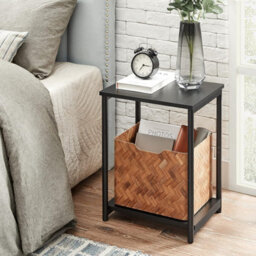 Songmics Steel Frame End Table With Storage, Industrial Side Table, Bedroom Living Room Furniture, Classic Black - thumbnail 3