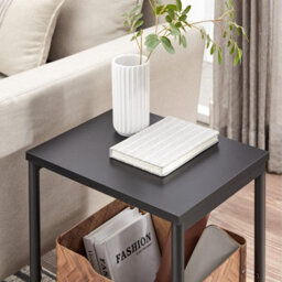 Songmics Steel Frame End Table With Storage, Industrial Side Table, Bedroom Living Room Furniture, Classic Black - thumbnail 4