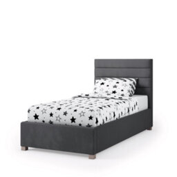 Rest Relax Lottie Solo Ottoman Bed Plush Velvet Steel Grey - Single 3Ft - thumbnail 4