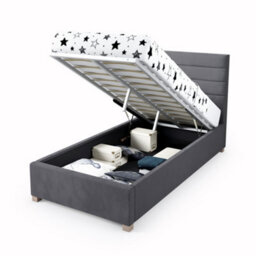 Rest Relax Lottie Solo Ottoman Bed Plush Velvet Steel Grey - Single 3Ft - thumbnail 6
