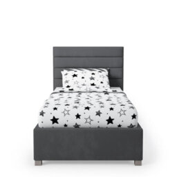 Rest Relax Lottie Solo Ottoman Bed Plush Velvet Steel Grey - Single 3Ft - thumbnail 3