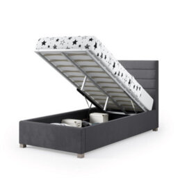 Rest Relax Lottie Solo Ottoman Bed Plush Velvet Steel Grey - Single 3Ft - thumbnail 5