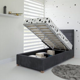 Rest Relax Lottie Solo Ottoman Bed Plush Velvet Steel Grey - Single 3Ft - thumbnail 2