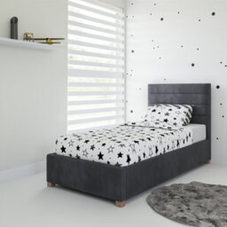 Rest Relax Lottie Solo Ottoman Bed Plush Velvet Steel Grey - Single 3Ft - thumbnail 1
