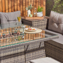 Home Treats 8 Seater Rattan Garden Furniture Set L Shape Sofa With Stools, Cushions And Corner Table - thumbnail 3
