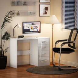 Homcom Computer Writing Desk With 4 Drawers, High Gloss Home Office Workstation - thumbnail 7