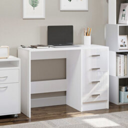 Homcom Computer Writing Desk With 4 Drawers, High Gloss Home Office Workstation