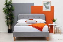 Bisham Fabric Upholstered Grey Double Bed Frame 4Ft6 - thumbnail 3