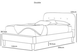 Bisham Fabric Upholstered Grey Double Bed Frame 4Ft6 - thumbnail 2