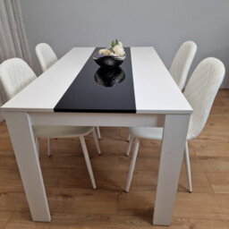 Kosy Koala Modern White And Black Dining Table Set With 4 White Chairs Dining Room Furniture - thumbnail 4