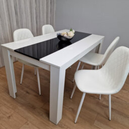 Kosy Koala Modern White And Black Dining Table Set With 4 White Chairs Dining Room Furniture - thumbnail 7