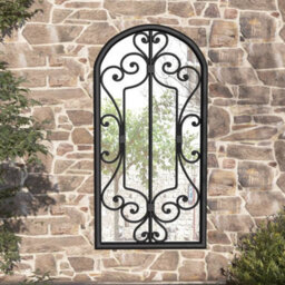 Berkfield Garden Mirror Black 70X30 Cm Iron For Outdoor Use - thumbnail 1