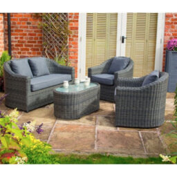 Cheshire 4 Seater Grey Rattan Weave Sofa Set - thumbnail 1