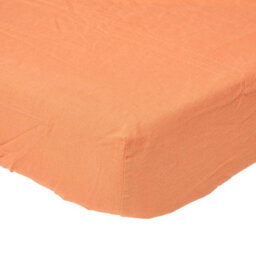 Homescapes Burnt Orange Linen Deep Fitted Sheet, Single - thumbnail 1
