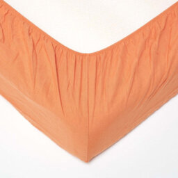 Homescapes Burnt Orange Linen Deep Fitted Sheet, Single - thumbnail 2