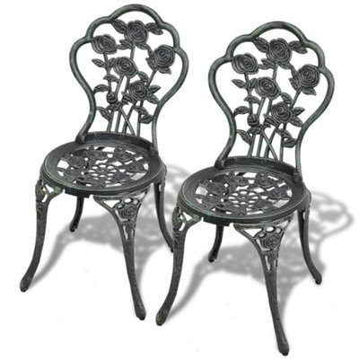 Berkfield Bistro Chairs 2 Pcs Cast Aluminium Green - image 1