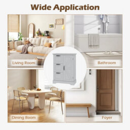 60Cm Wide Storage Cabinet Farmhouse Floor Cabinet With Metal Handles Anti-Tip - thumbnail 6