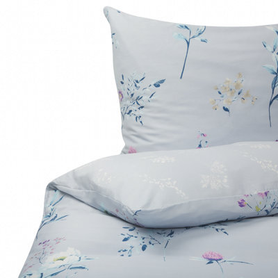 Beliani Duvet Cover Set Evergreen Sateen Cotton 200 X 220 Cm Light Blue - image 1