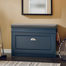 Sobuy Shoe Cabinet With Flip Drawer, 2-Tier Rack, 29.5X9.4X20.1 Inch, Load Capacity 150 Kg - Dark Blue - thumbnail 9