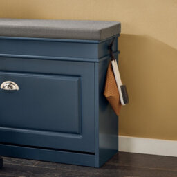 Sobuy Shoe Cabinet With Flip Drawer, 2-Tier Rack, 29.5X9.4X20.1 Inch, Load Capacity 150 Kg - Dark Blue - thumbnail 4