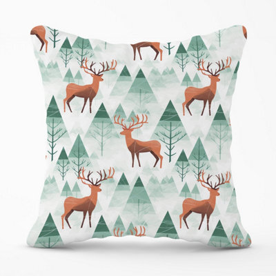Warren Reed Designer Reindeer On A Snowy Landscape Outdoor Cushion 45Cm X 45Cm - image 1
