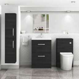 Royal Bathrooms Turin Hale Black 600mm Floor Standing Vanity Unit 2 Drawer With Mid-Edge Basin Sink - thumbnail 4