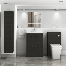 Royal Bathrooms Turin Hale Black 600mm Floor Standing Vanity Unit 2 Drawer With Mid-Edge Basin Sink - thumbnail 2