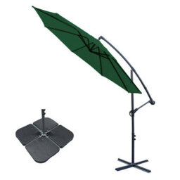 Sundaze 3M Green Banana Parasol Cantilever Hanging Parasol Umbrella With Crank Function, Base Weights - thumbnail 1