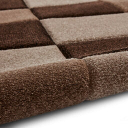 Brown Beige Chequered Rug, 10mm Thickness Bordered Rug, Geometric Modern Rug For Bedroom, & Dining Room-120Cm X 170Cm - thumbnail 7