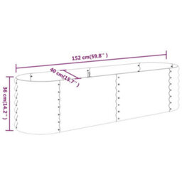 Berkfield Durable Garden Planter Powder-Coated Steel 152X40X36 Cm Silver - thumbnail 6