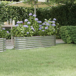 Berkfield Durable Garden Planter Powder-Coated Steel 152X40X36 Cm Silver - thumbnail 2