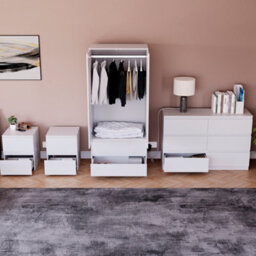 Lassic Vida Designs Glinton 4 Piece White Fsc Bedroom Set - (6 Drawer Chest, 2 Door Wardrobe, 2 Drawer Bedside Chest X2) - thumbnail 3