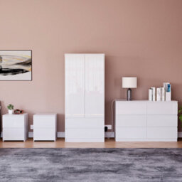 Lassic Vida Designs Glinton 4 Piece White Fsc Bedroom Set - (6 Drawer Chest, 2 Door Wardrobe, 2 Drawer Bedside Chest X2) - thumbnail 2