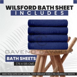 Gc Gaveno Cavailia 4 Pack Wilsford Supreme Bath Sheet Navy Highly Absorbent Egyptian Cotton Towel Set - thumbnail 2
