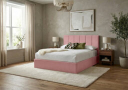 Adore Designs Stafford Plush Velvet Ottoman Sleigh Bed - 6Ft Super King - Pink - thumbnail 1