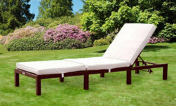 Comfy Living Rattan Sun Lounger In Brown - thumbnail 1