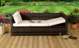 Comfy Living Rattan Sun Lounger In Brown - thumbnail 2