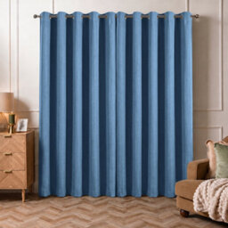 Aspire Homeware Blue Linen 100% Blackout Curtain-Thermal Insulated Eyelet Room Darkening Window Curtain Pair (W)168Cmx(D)183Cm - thumbnail 9