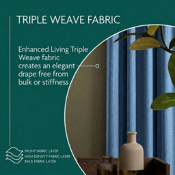Aspire Homeware Blue Linen 100% Blackout Curtain-Thermal Insulated Eyelet Room Darkening Window Curtain Pair (W)168Cmx(D)183Cm - thumbnail 4