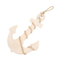 Biznest Mdf Anchor Wall Mounted Ornament Jute Rope Attachment Weathered Finish Shelf Décor Beach Theme Indoor Home Neutral 61X32Cm - thumbnail 3