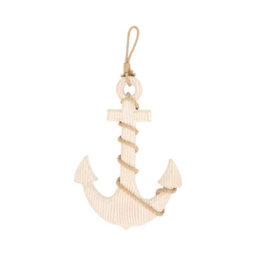 Biznest Mdf Anchor Wall Mounted Ornament Jute Rope Attachment Weathered Finish Shelf Décor Beach Theme Indoor Home Neutral 61X32Cm - thumbnail 2