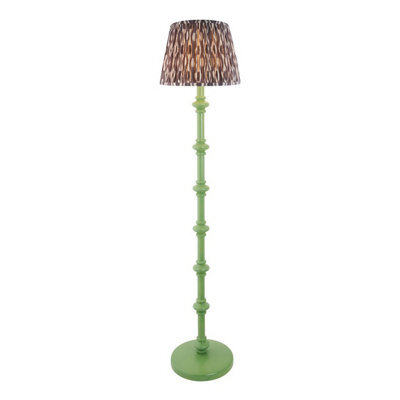 Luminosa Lighting Luminosa Carnaby Satin Cotswold Green Paint Floor Lamp With Pearl Grey Fabric Ikat Shade 35Cm B22 - image 1