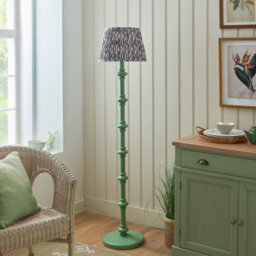 Luminosa Lighting Luminosa Carnaby Satin Cotswold Green Paint Floor Lamp With Pearl Grey Fabric Ikat Shade 35Cm B22 - thumbnail 3
