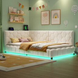 Matteo 3Ft Single Boucle Bed Frame With Smart Rgb Led Lights & Charging Station - thumbnail 5