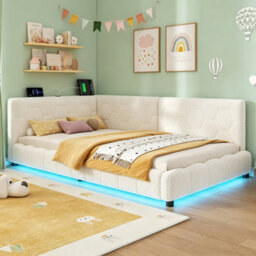 Matteo 3Ft Single Boucle Bed Frame With Smart Rgb Led Lights & Charging Station - thumbnail 2